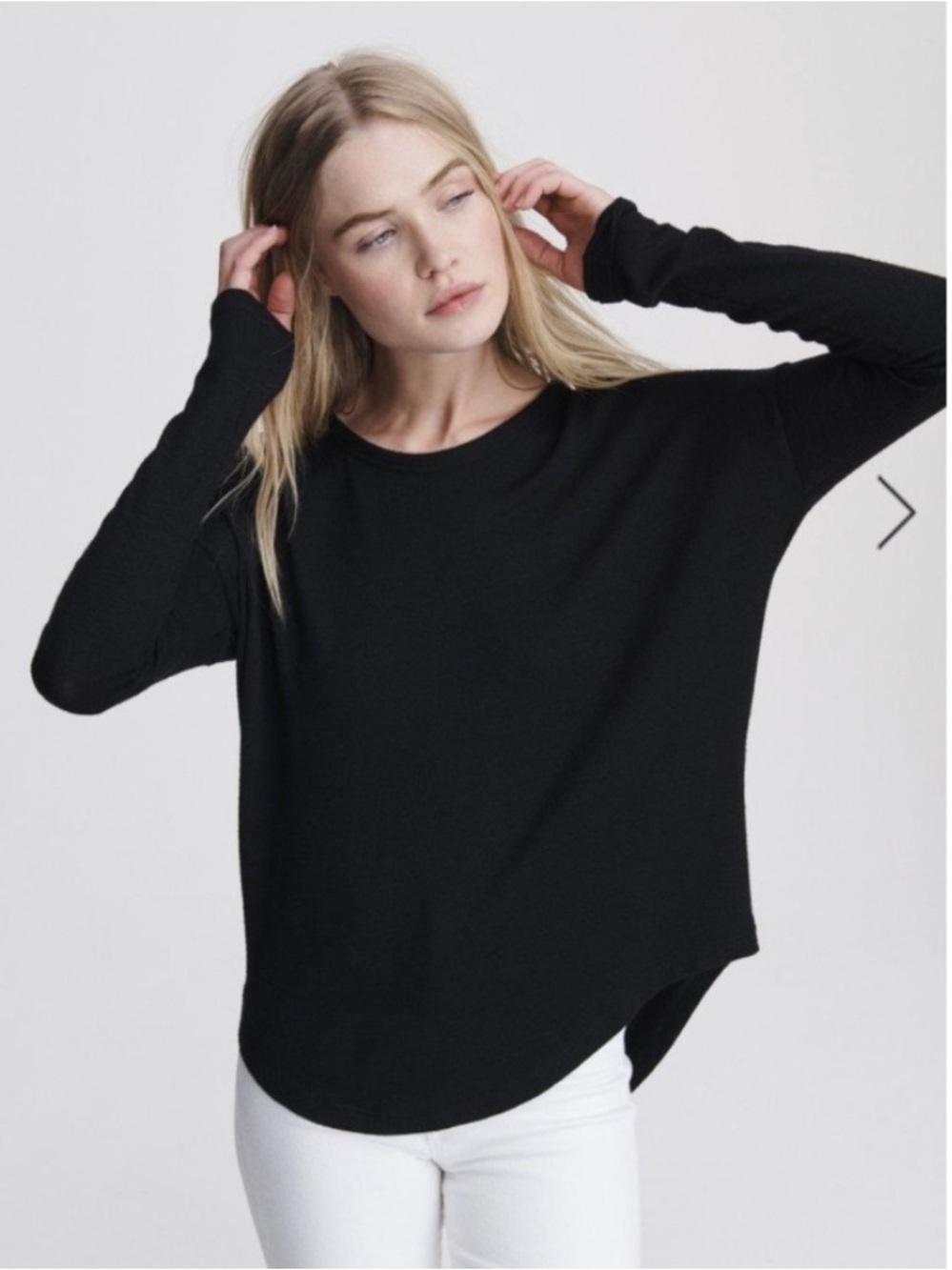 rag & bone Hudson Black Long-Sleeve Crewneck Top S